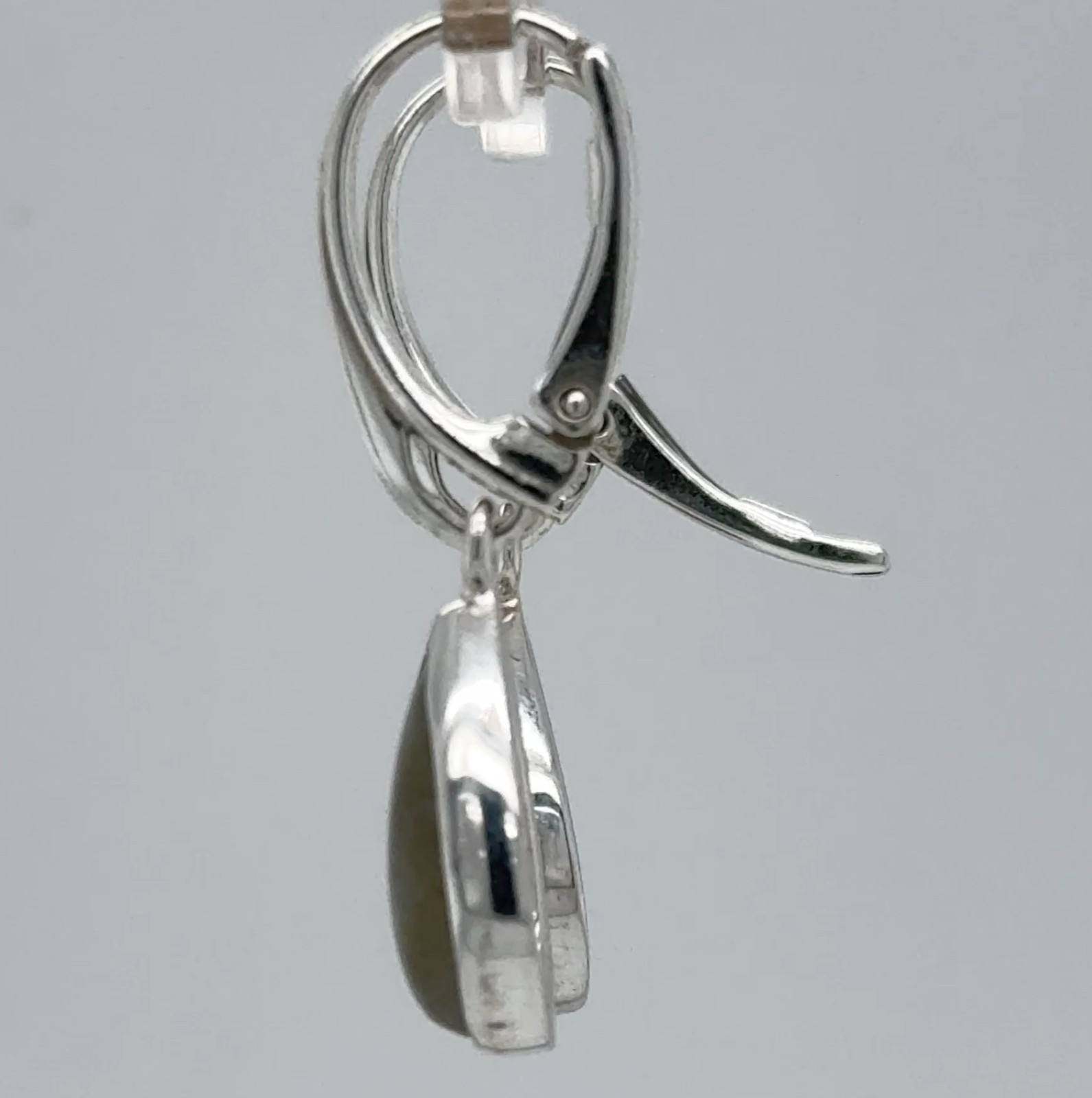925 Sterling Silver – Pear Labradorite Drop Leverback Earrings Gemstone #64