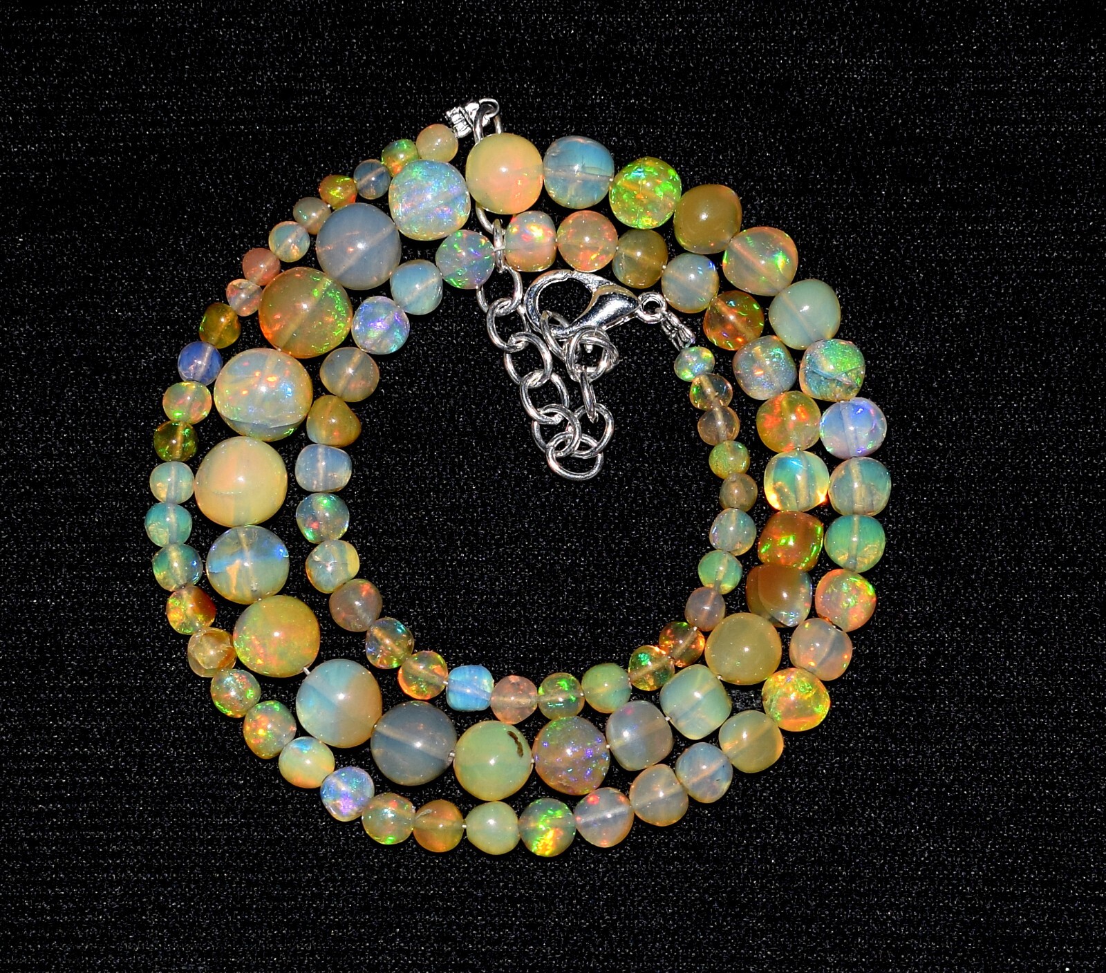 16″Natural Ethiopian Opal Wello Fire Opal Gemstone Beads Necklace Jewelry F3885