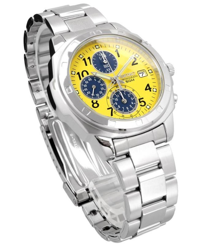 (age 15+)SEIKO SND409 Chronograph Yellow x Navy Stainless Steel Quartz Watch