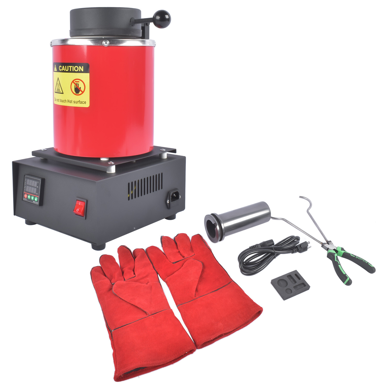Gold Melting Furnace 1500W 1150°C/2102°F for Smelting Metal 110V 1KG 2KG 3KG Red