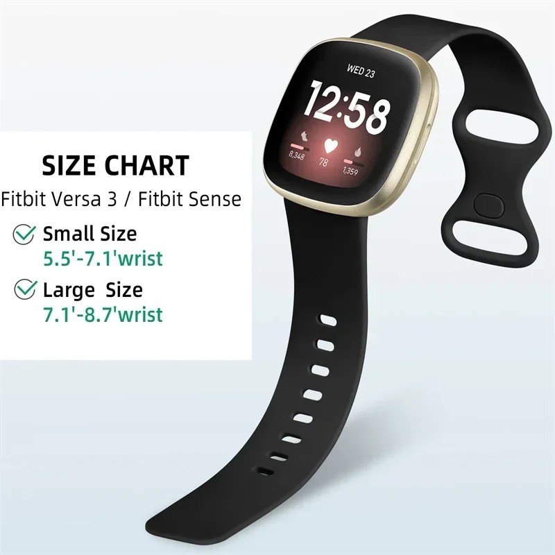 For Fitbit Versa 3/4/Sense Silicone Strap Wristband Replacement Watch Band Sport