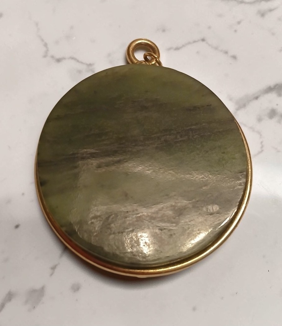 Vntg Mid 20th Century V20/12K/GF Moss Agate Stone Pendant By A.C. Company