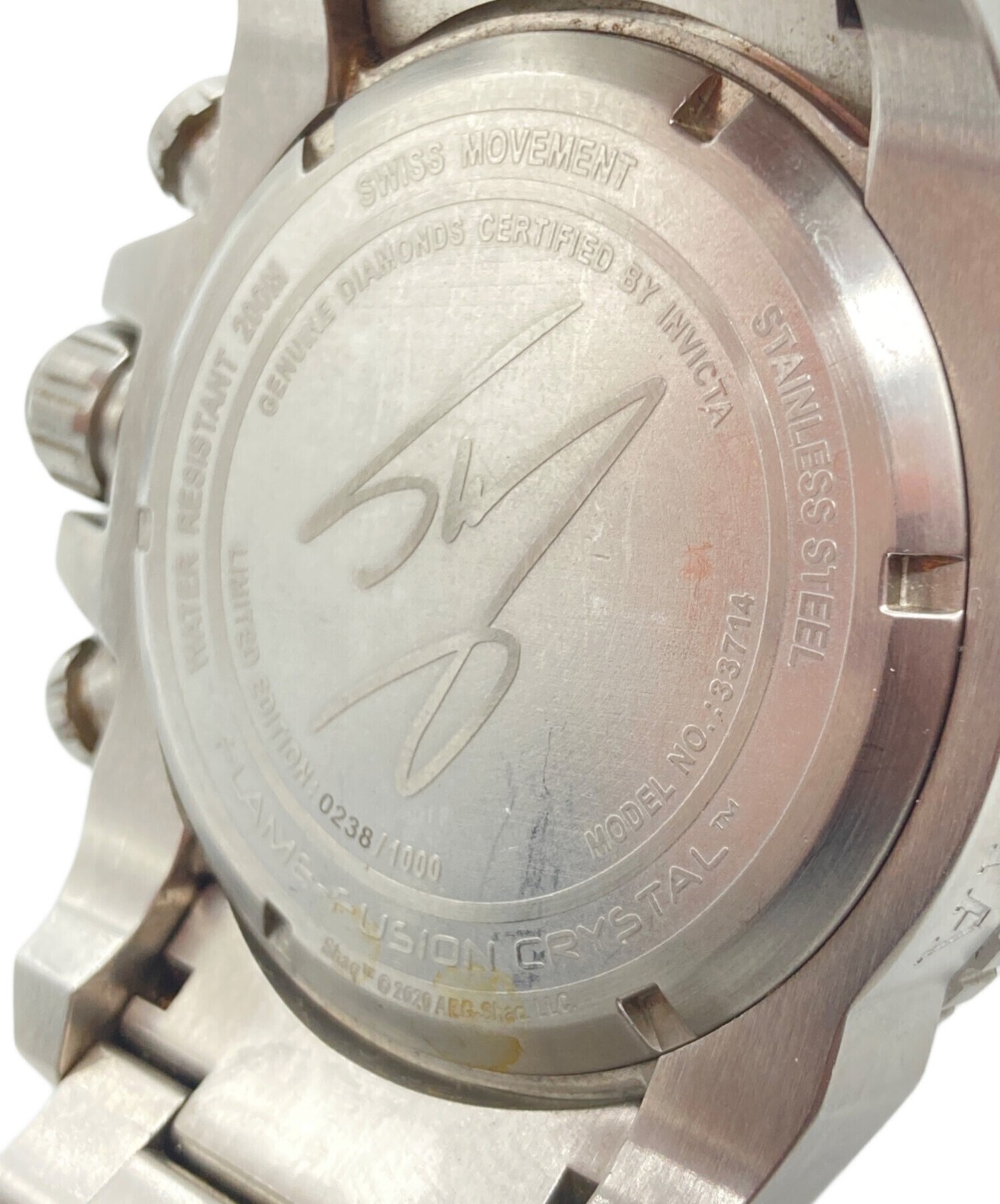 Invicta Authentic Mens Black Dial Silver Tone Bracelet Wristwatch 33714