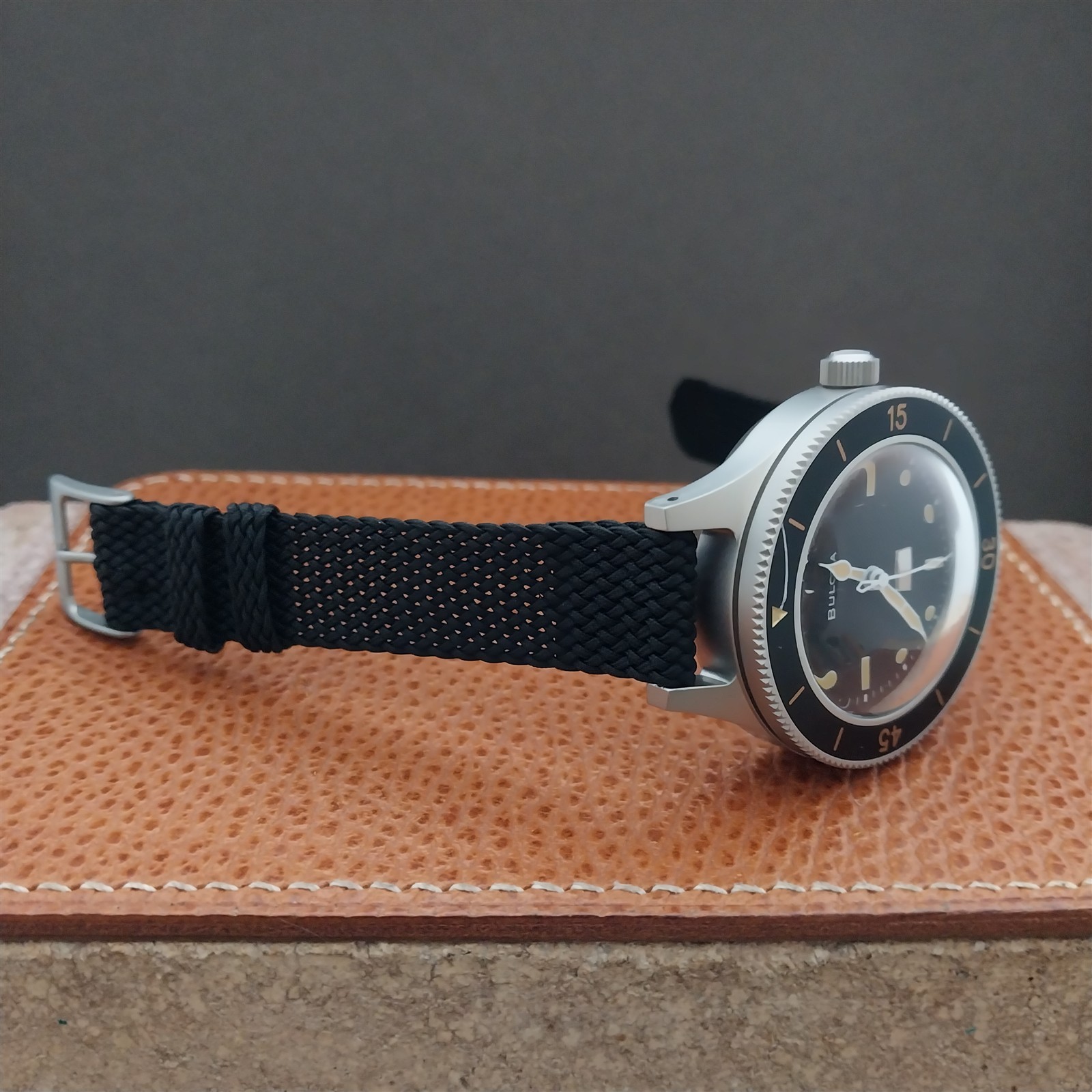 Vintage 16mm Braided Perlon 2-Piece Swiss 1960s Unused Field Watch Strap