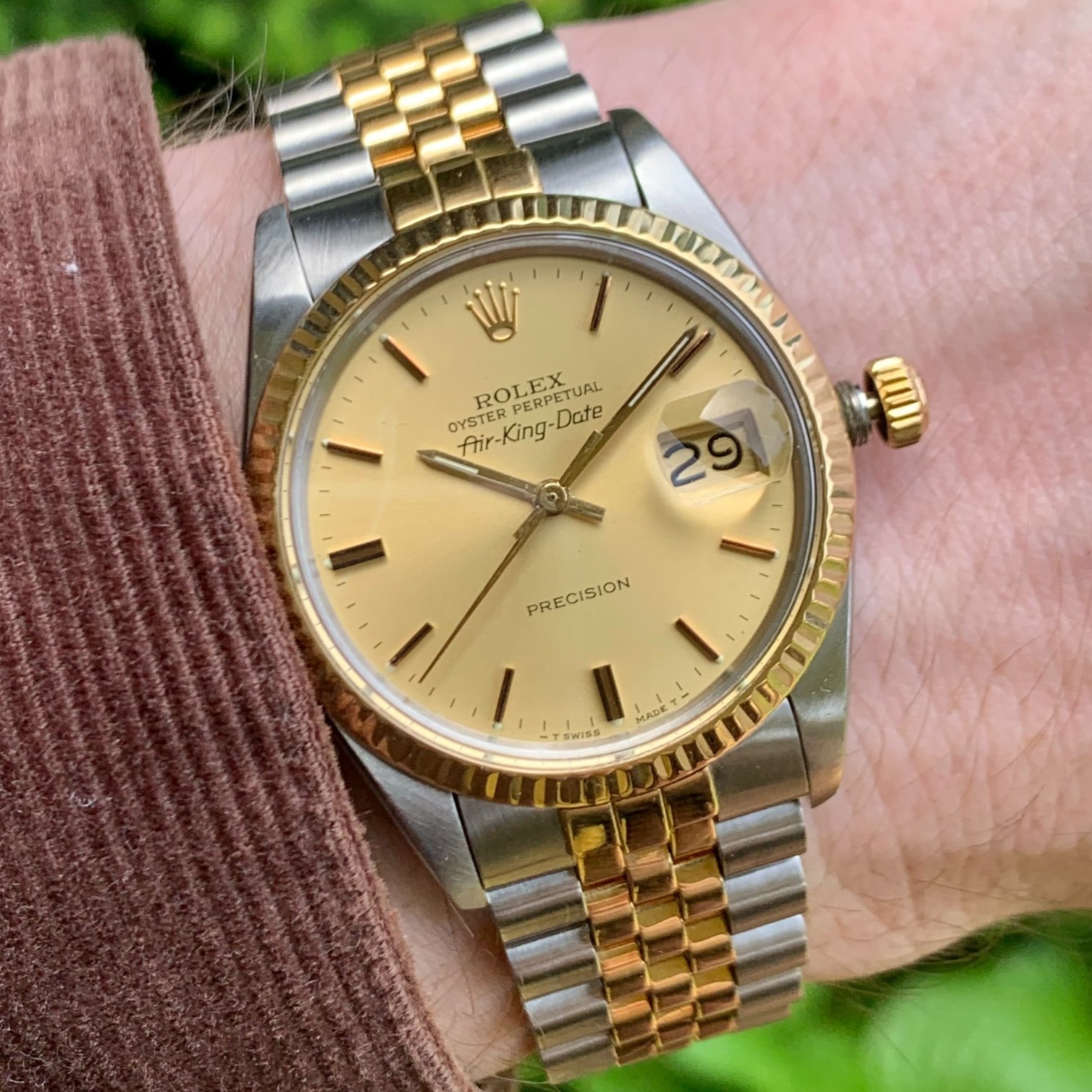 1988 Rolex Air-King-Date Ref. 5701 18K Gold & Stainless Steel Wristwatch – Mint