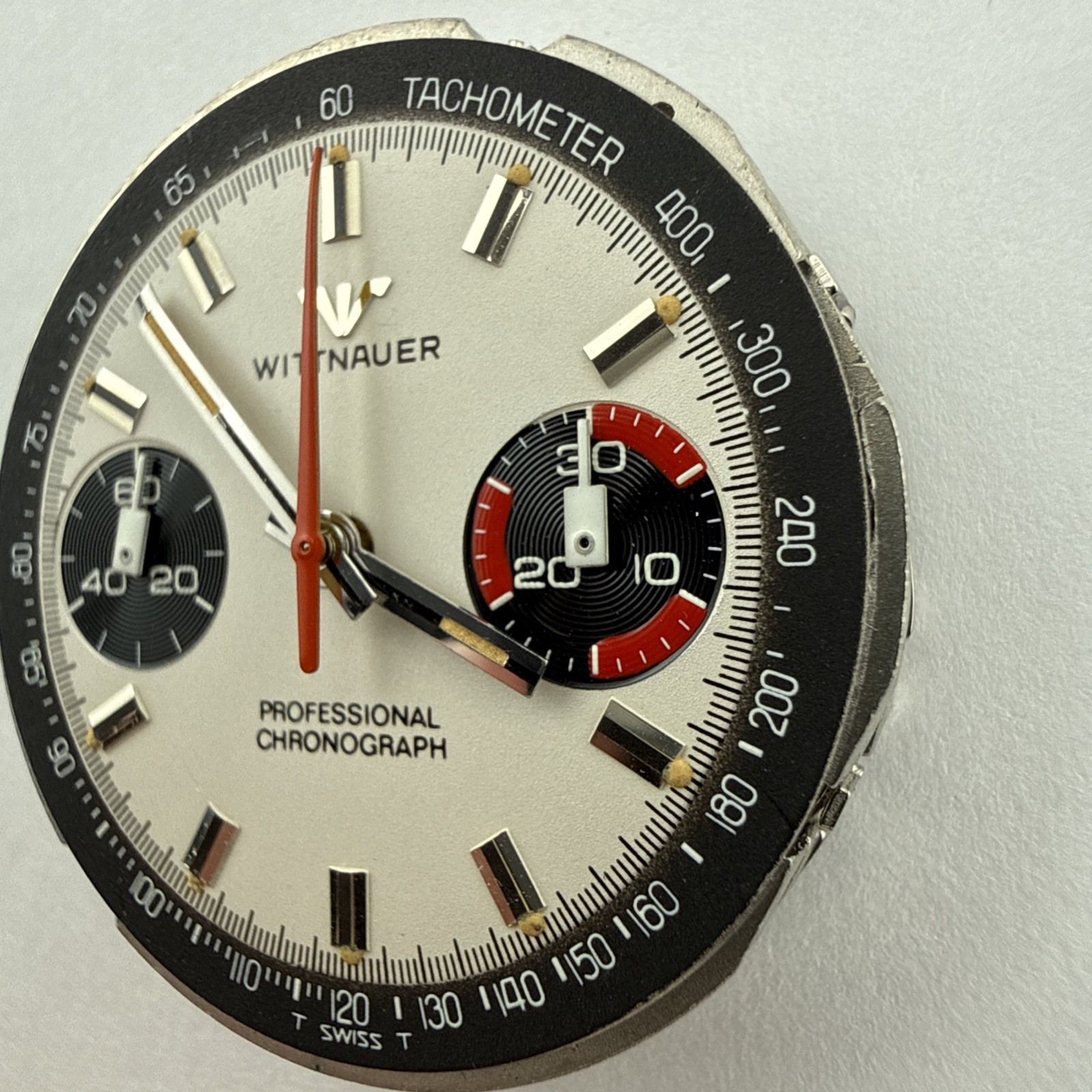 Wittnauer 14A chronograph Valjoux 7733 Watch Movement 17j W/ Dial & Hands NOS