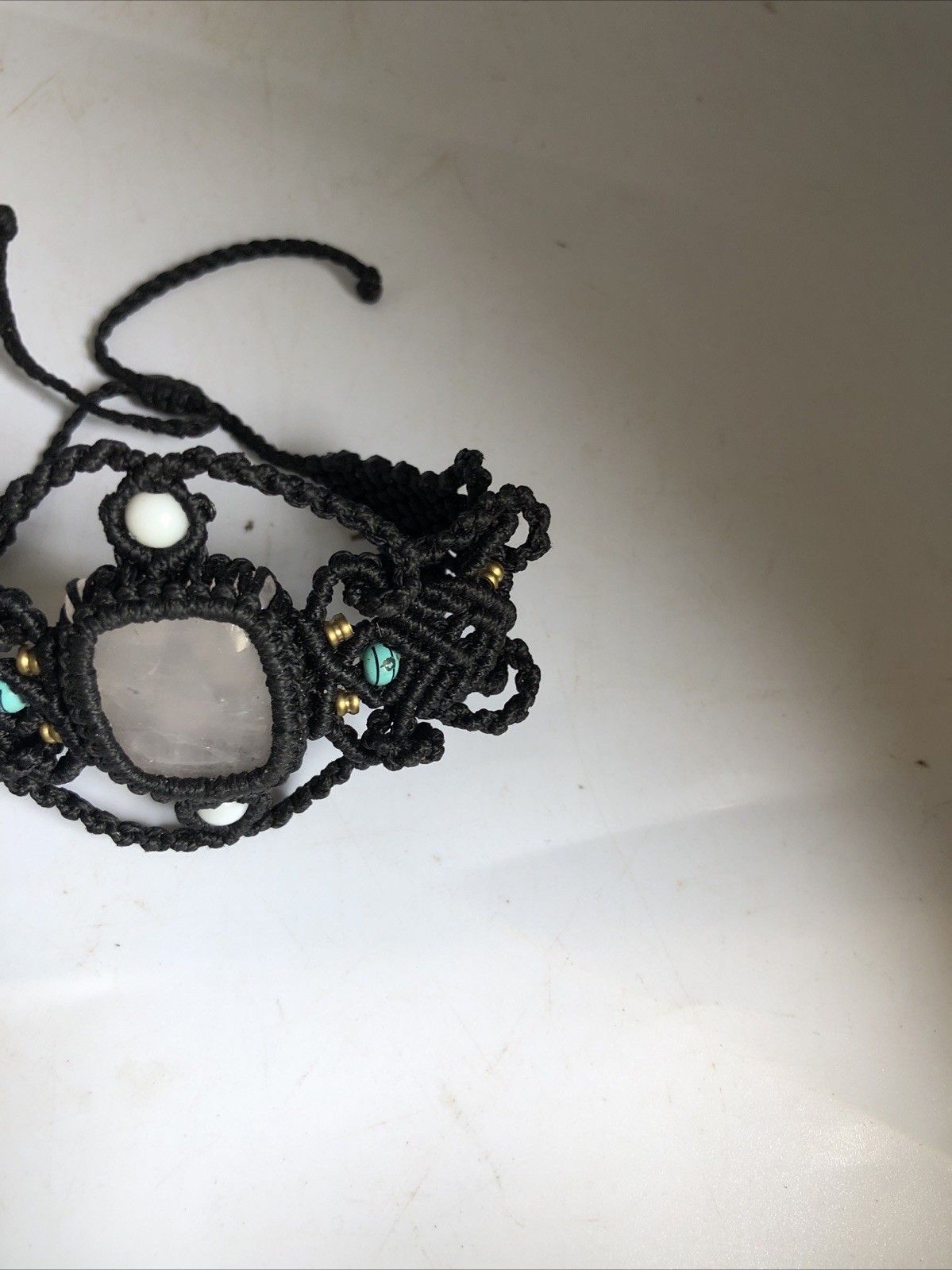 Handmade Natural Cabochon Bohemian Macrame Choker Crystal Necklace Gem Stone