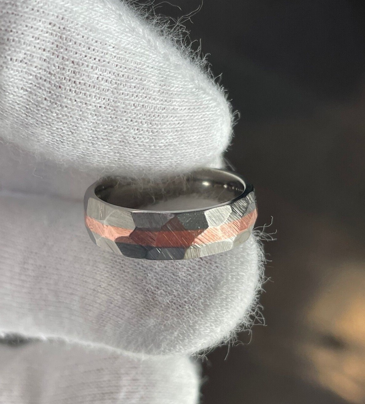 Facet/Ground Profile Copper Titanium Band, Pictured at 6mm, Made to Order