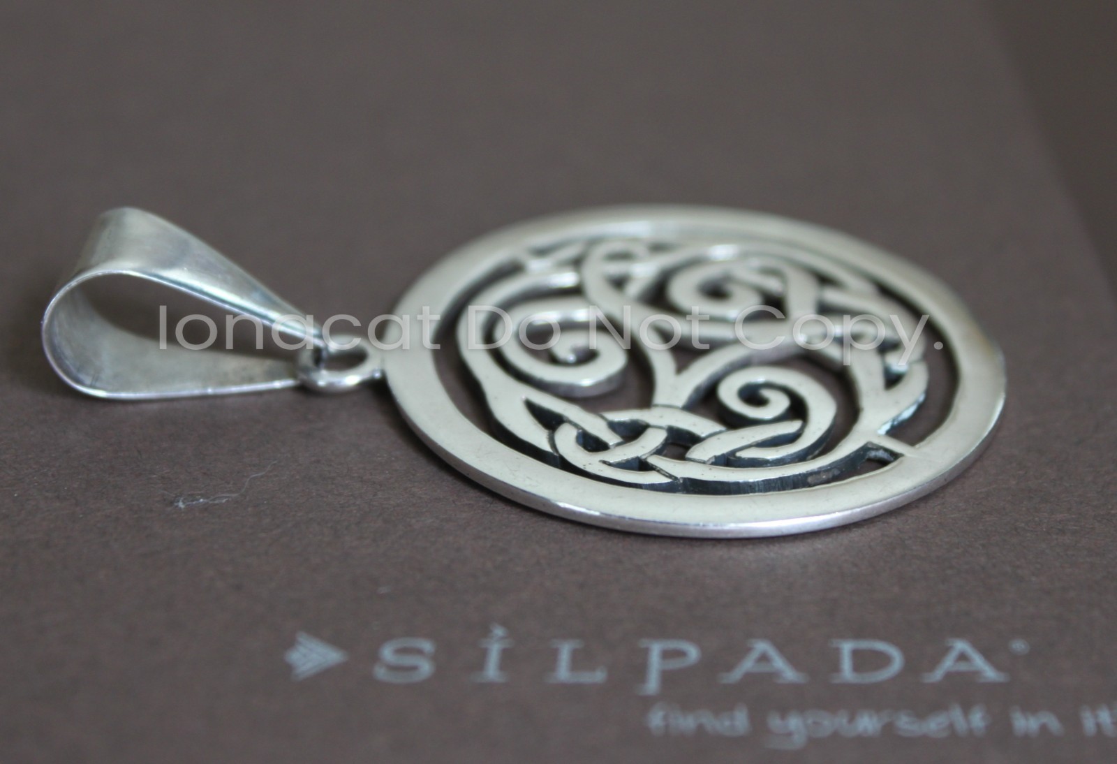 SILPADA Sterling Silver Large Celtic Knot Scroll Pendant Slide S1230