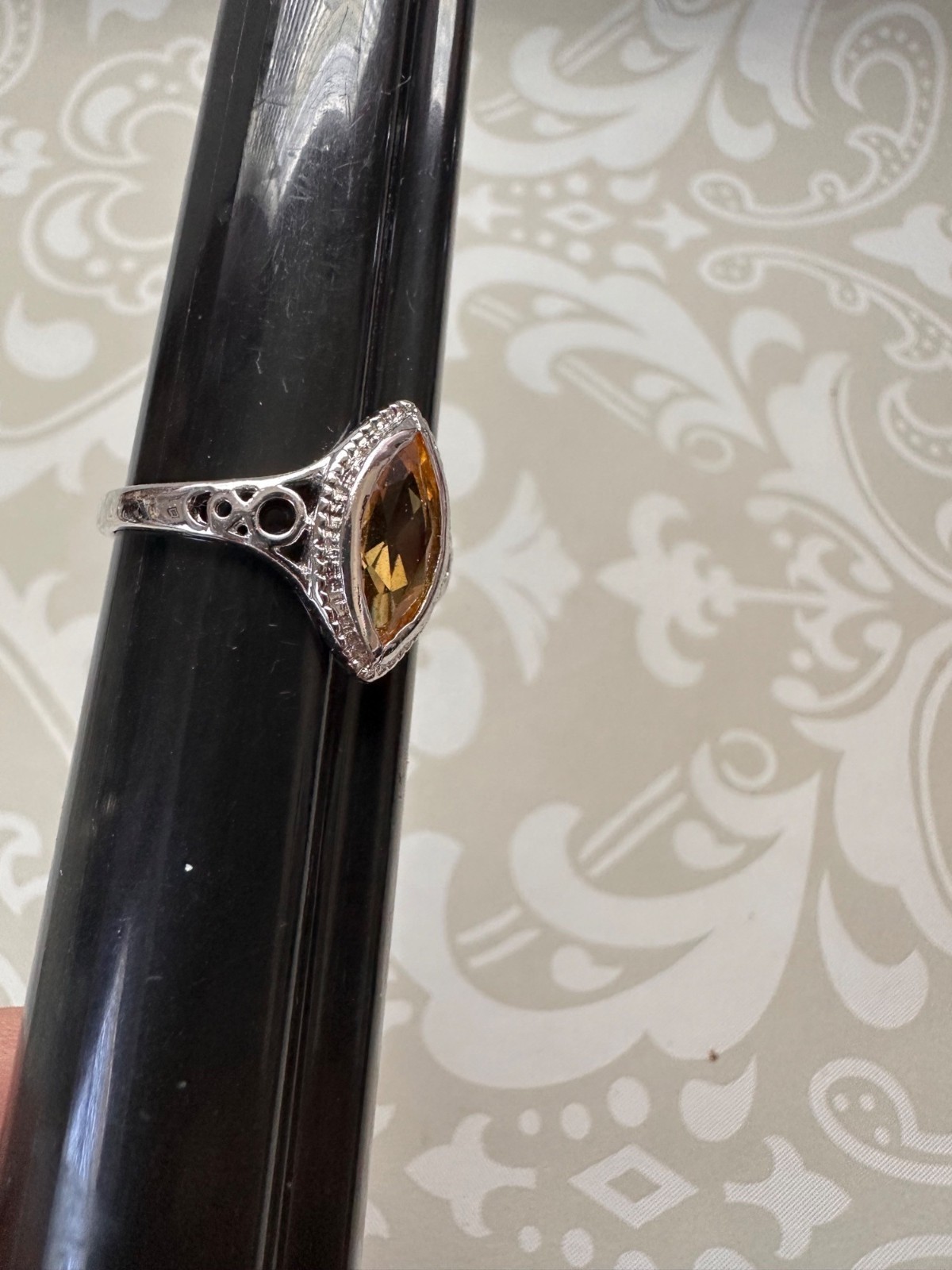 Sterling Silver Faux Marquise Golden Citrine Ring Size 10