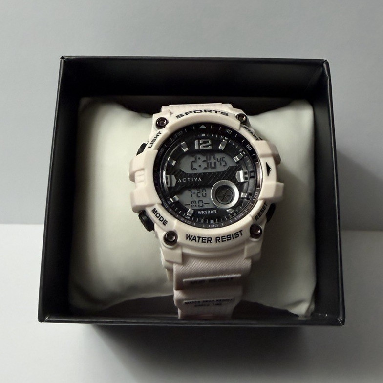 ACTIVA Shock Resistant Digital Sport Watch Quartz Water/Shock Resist White Box
