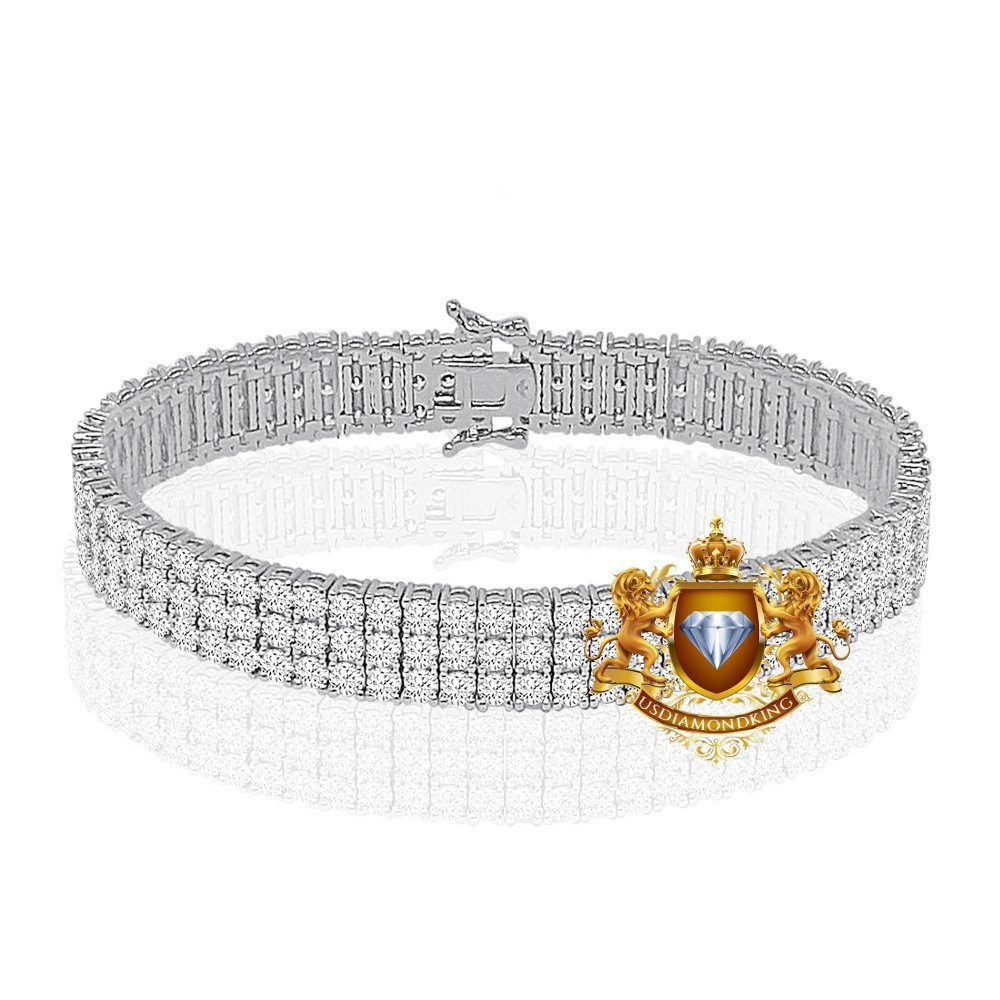 VVS1D 8.45 Ct. 14K Gold Bonded Simulated Diamond 3 Row Tennis Link Bracelet 10mm