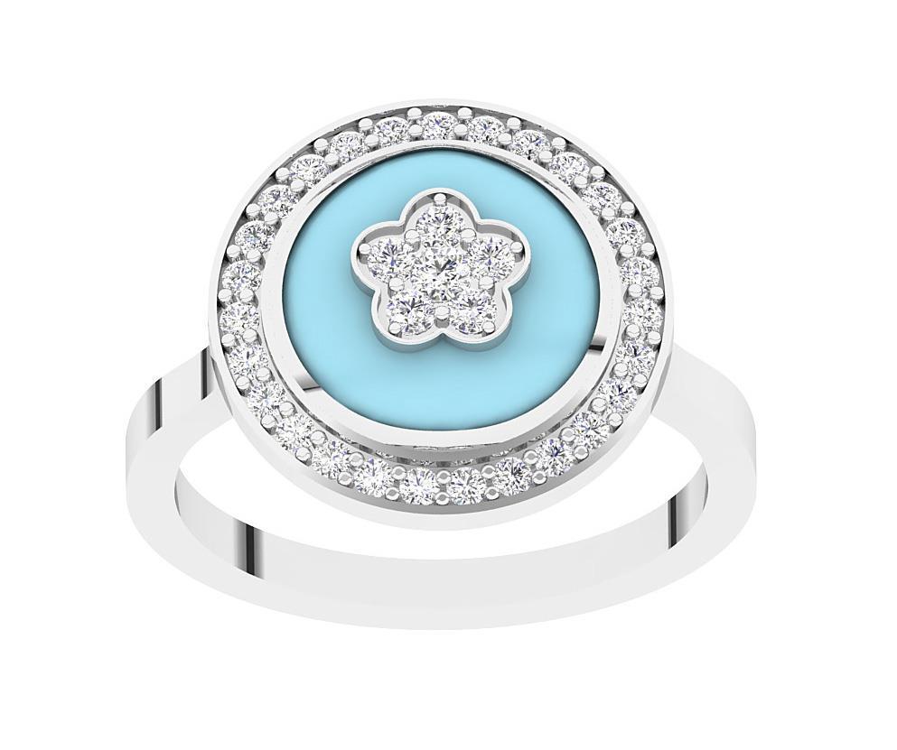Enamel Right Hand Wedding Ring 14K Rose Gold SI1 G 0.45 Carat Natural Diamond