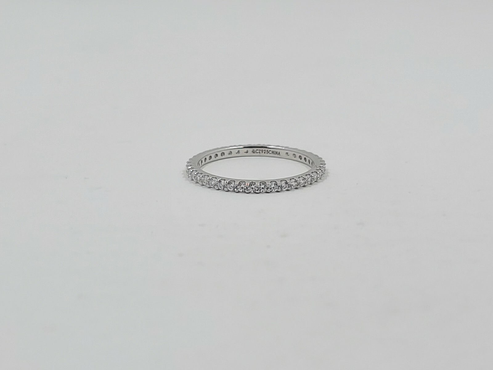 Sterling Silver Micropave Eternity Band- White