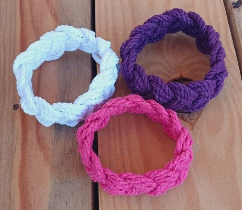 Sailor Knot Rope Bracelet Turks Head White Braided Nautical Beach Cord Bracelets