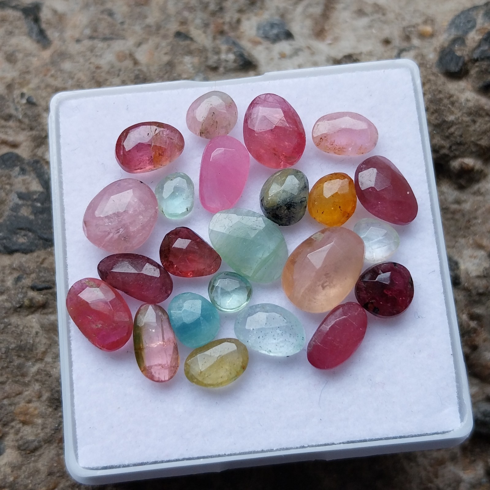 21 Carat 4.5×5 to 7×10 MM Natural Multi Color Tourmaline Rose Cut 23 Piece Lot