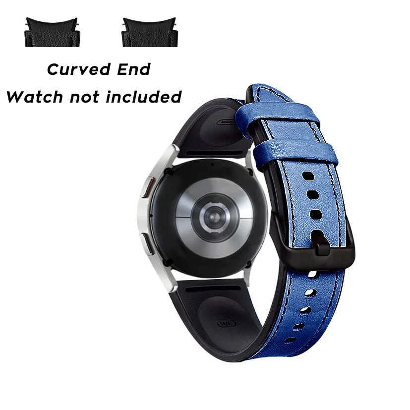 20mm Curved TPU Leather Strap for Samsung Galaxy Watch 7 6 5 4 40mm 44mm 43 47mm