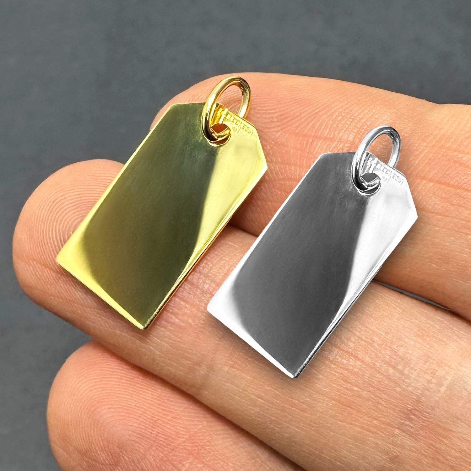 Engravable 14K Gold Yellow White Personalized Dog Tag Pendant 1″