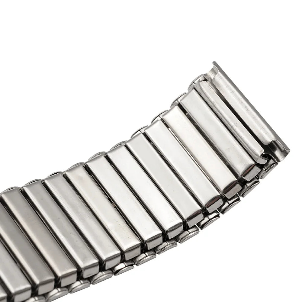 12 14 16 18 20 22mm Stainless Steel Elastic Strap Polished Band Metal