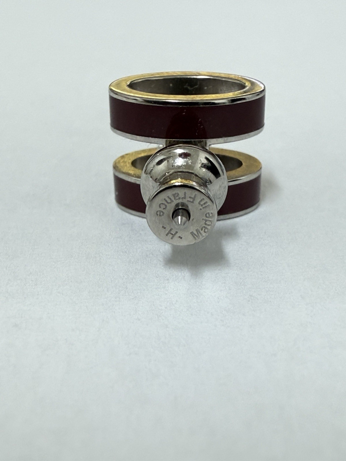 Hermes Mini Pop H Silver&Burgundy Earrings