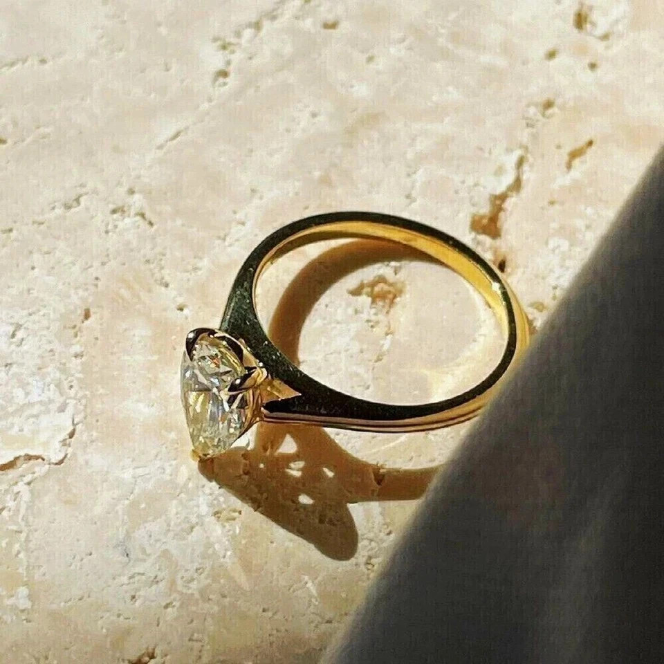 1.50Ct Pear Cut Lab Grown IGI Certified Diamond Ring Solid 925 Sterling Silver