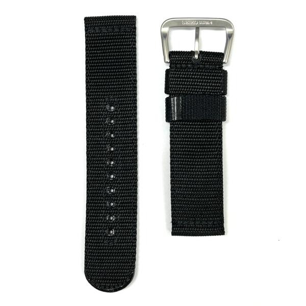 Seiko Watch Strap for 5 Sports SNZG15J 7S36-03J0 Black 22mm Nylon Fabric Band