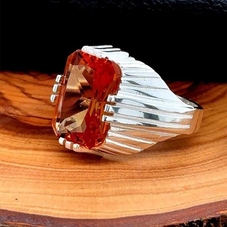 Men Handmade Natural Zultanite Square Handmade Ring