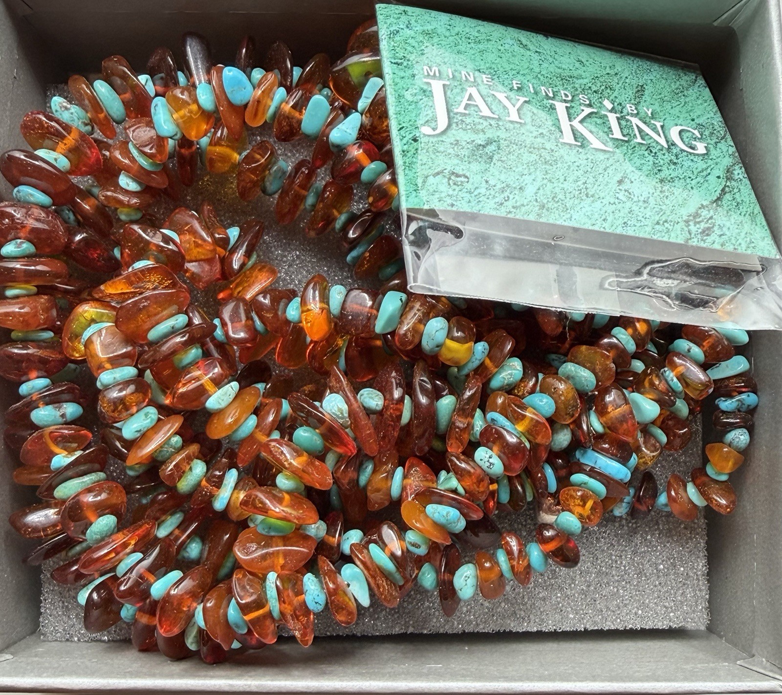Jay King 3 Strand Amber And Turquoise Beaded Necklace 925 Sterling Silver 17-19”