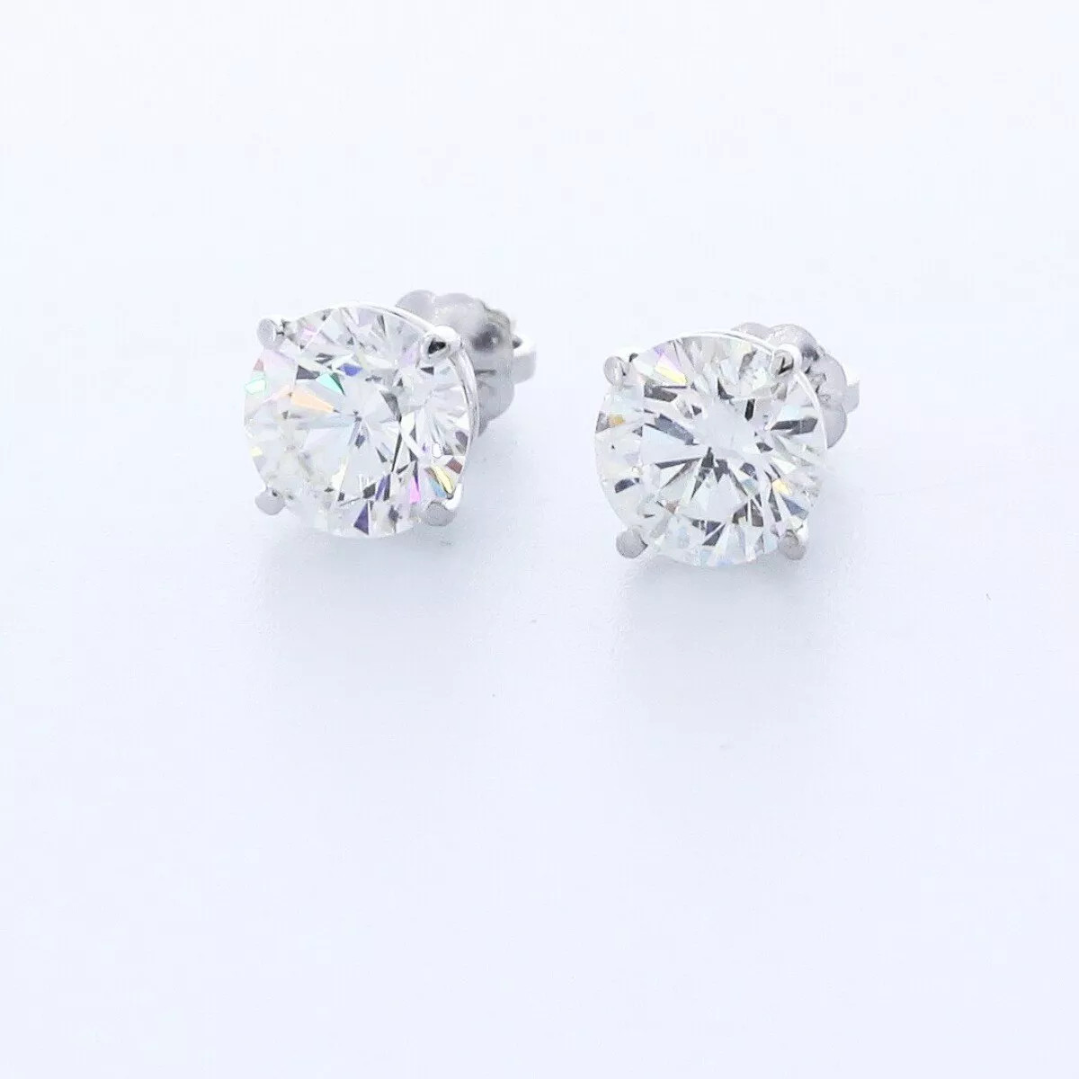 Stud Earrings Solid 14K Yellow Gold Classic 2.80 CT Round Natural Diamond G SI1