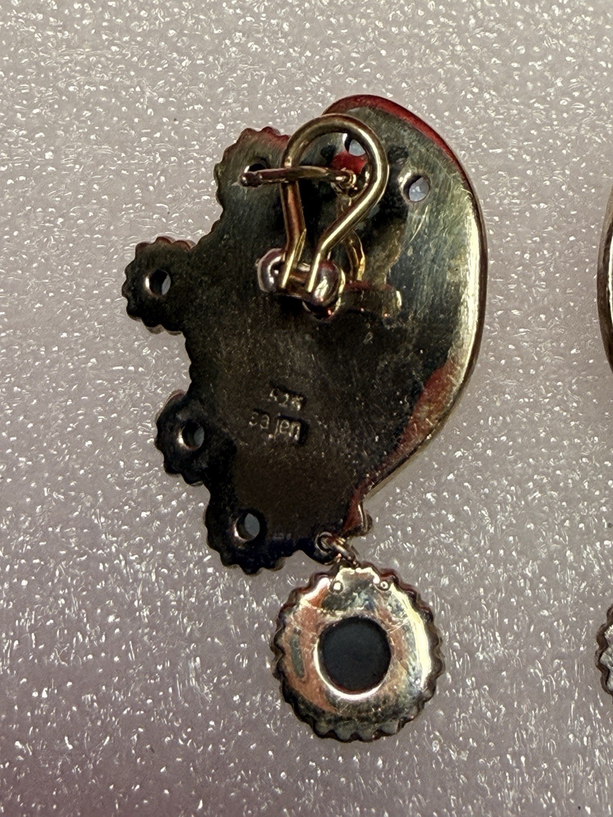 Vintage Sajen 925 Sterling Silver Carved Goddess Face Earrings