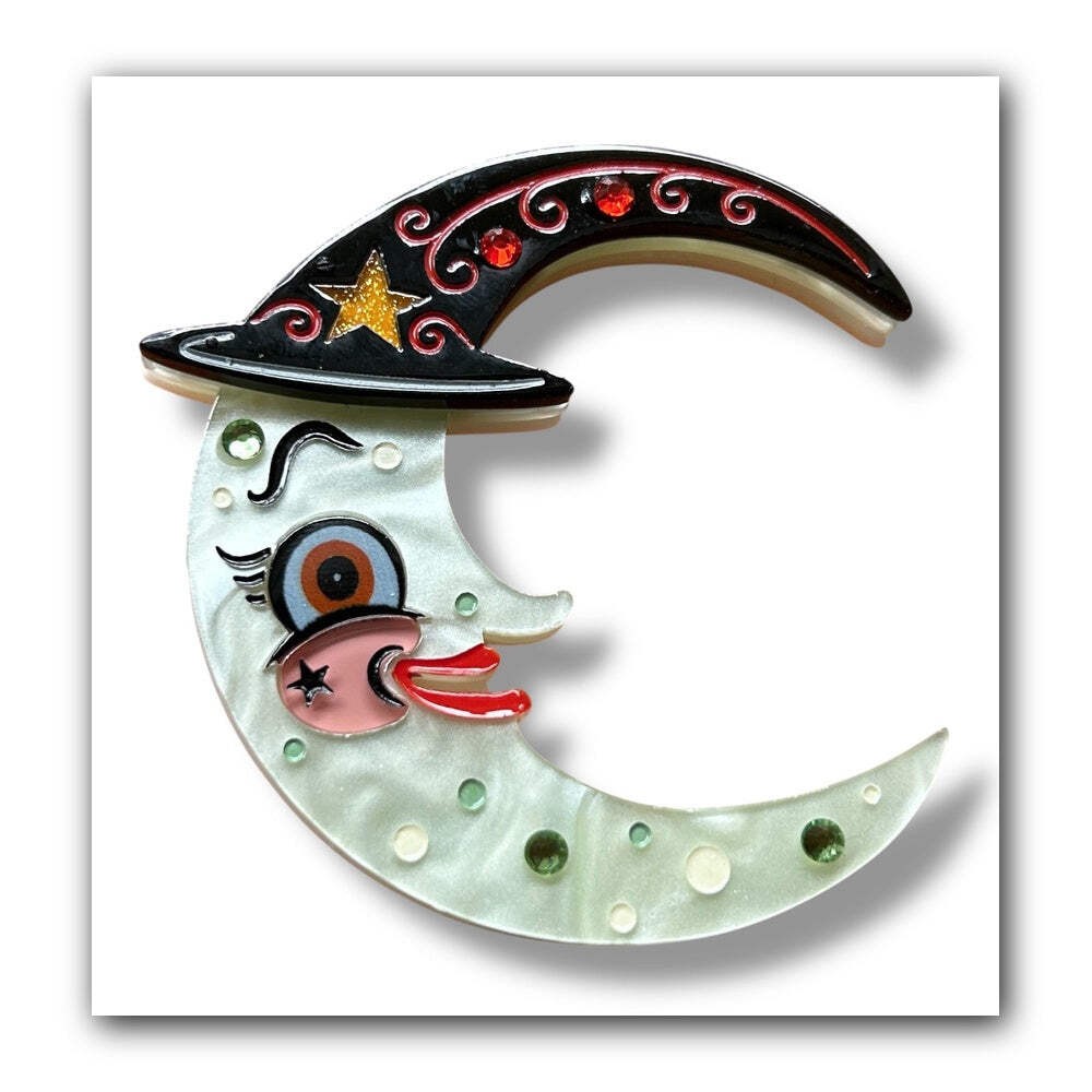 Witchy Crescent Moonhilda Brooch by Johanna Parker x Lipstick & Chrome — Folk Ar
