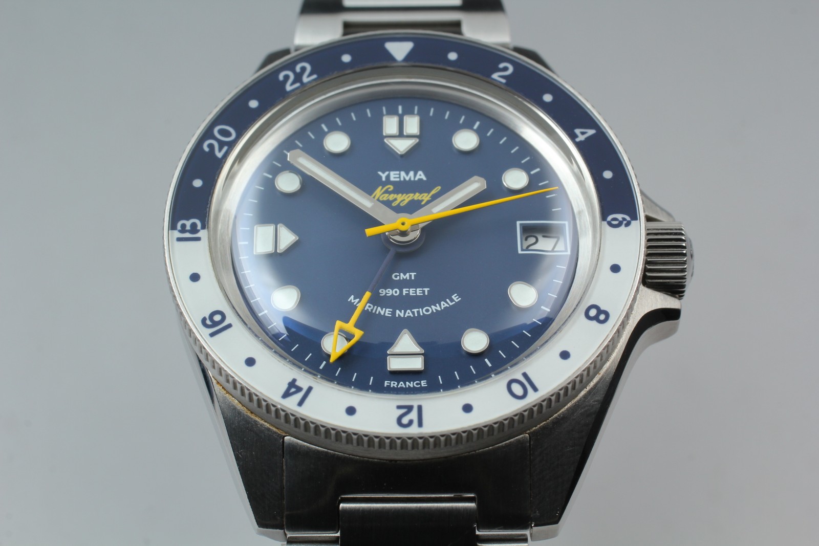[w/Box, Paper ] YEMA Navy Graph Marine National GMT YNAV23MN-AMS Auto Date Watch