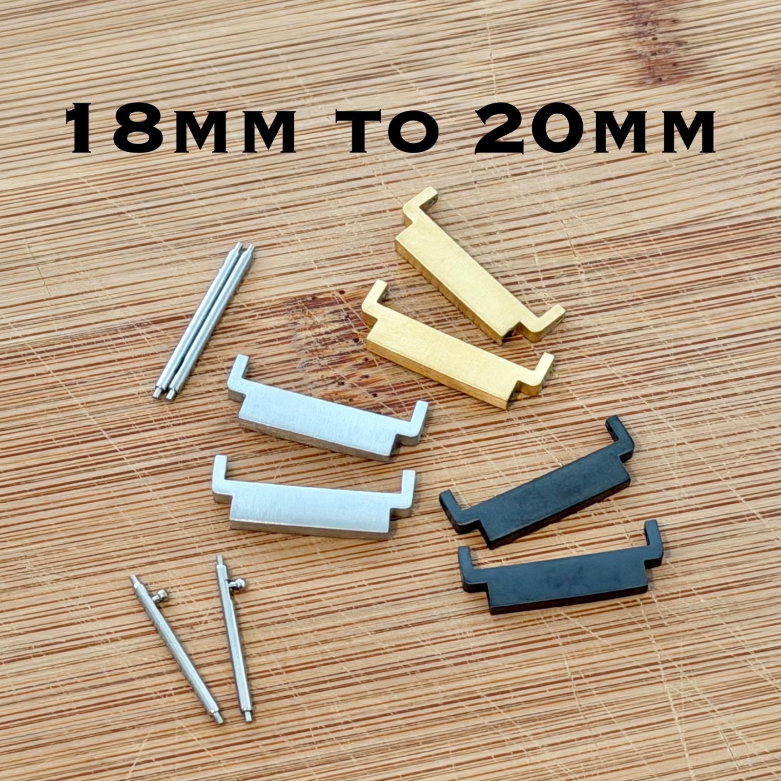 20mm Strap Adapter for 18mm Watch Lugs Quick Release Stainless Steel Brushed Set