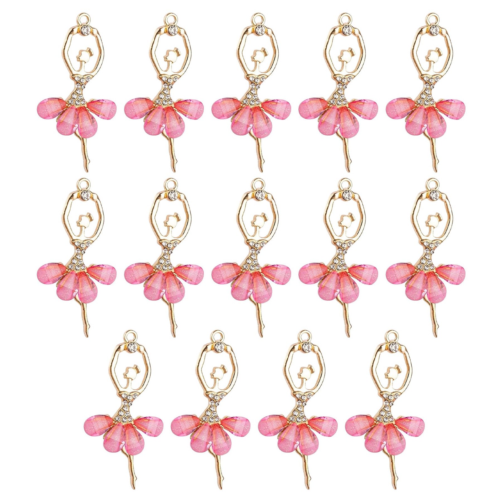 Framendino, Ballerina Charms Ballet Girls Pendants Rhinestone Crystal Dancer Gir