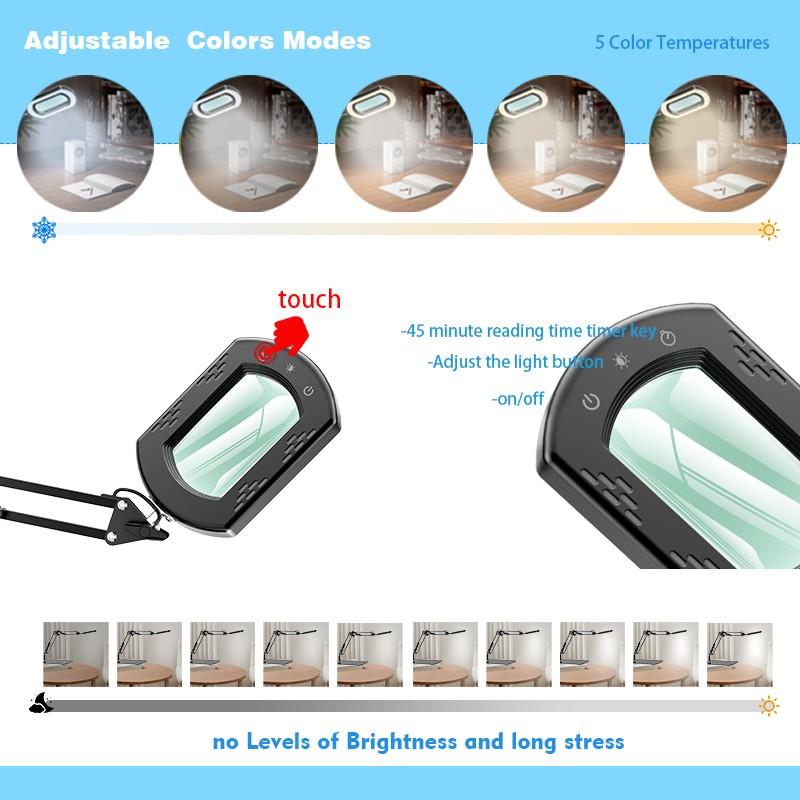 30X 10X Extra Large Floor Magnifying Glass with Light and Stand, 56in Adjustable