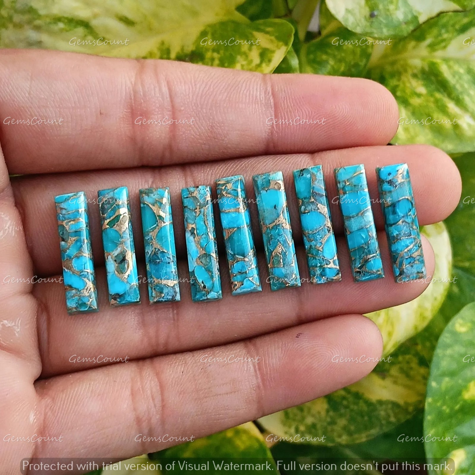 Natural Blue Copper Turquoise Rectangle Cabochon Gemstone 5x10mm-15x30mm