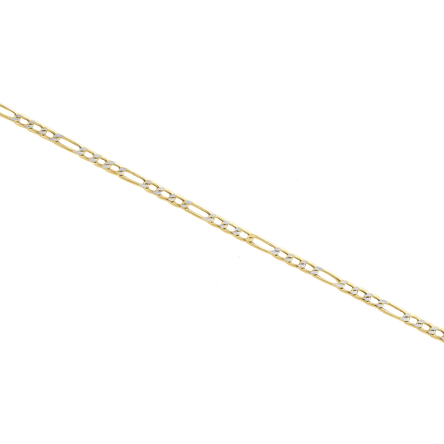 10K Yellow Gold 2mm Diamond Cut Hollow Fiagro Link Bracelet / Anklet 7-10 Inches