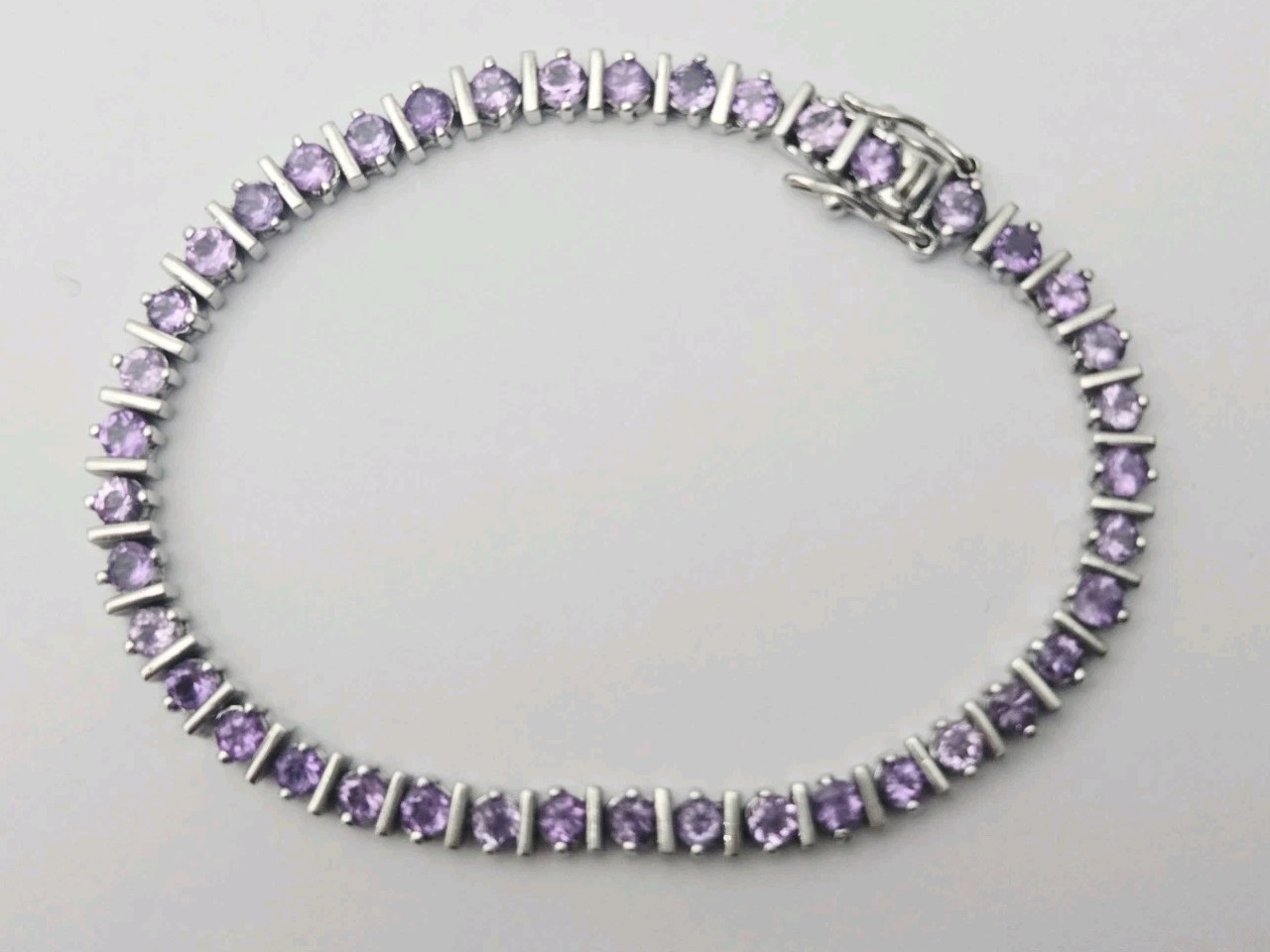 925 Sterling Silver Round Cut Amethyst Women’s Tennis Bracelet 6.7″