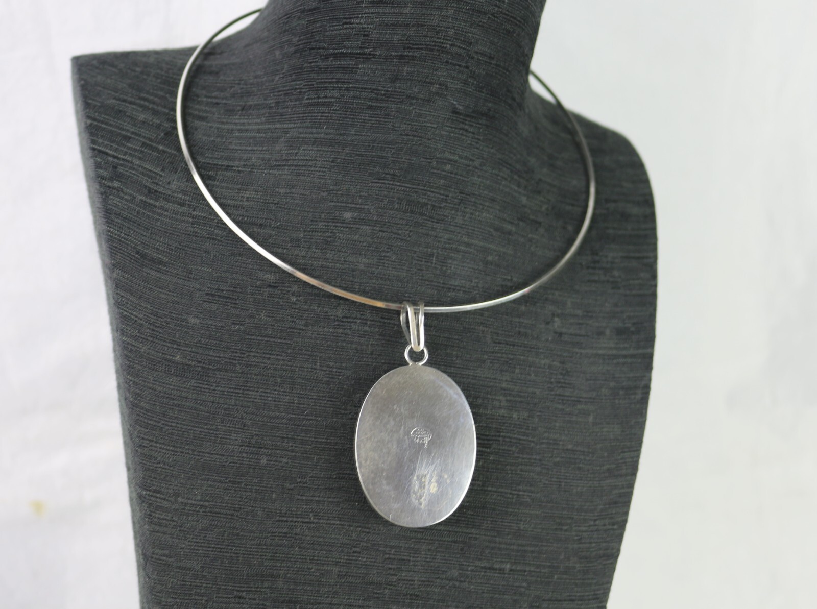 Vintage Israel Iris Agate Sterling Silver 925 Pendant w/ Choker Necklace