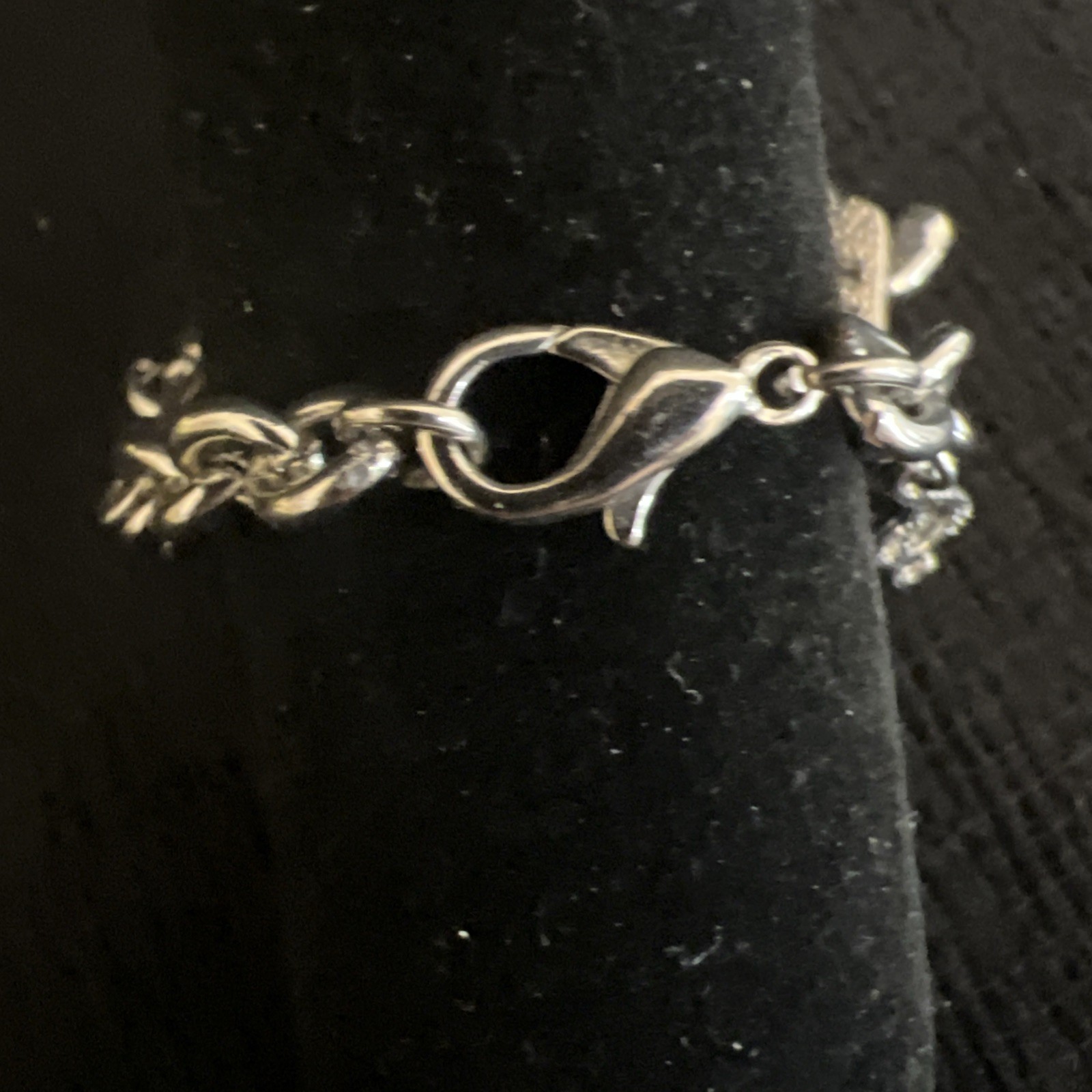 Musical Notes Silver Tone Charm Bracelet Rhinestone Music Lover 7.5”