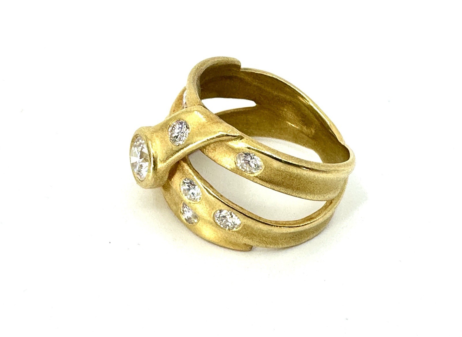 Estate Diamond 18k Gold Chieko+ Luxe Line Cocktail Statement Ring Signed