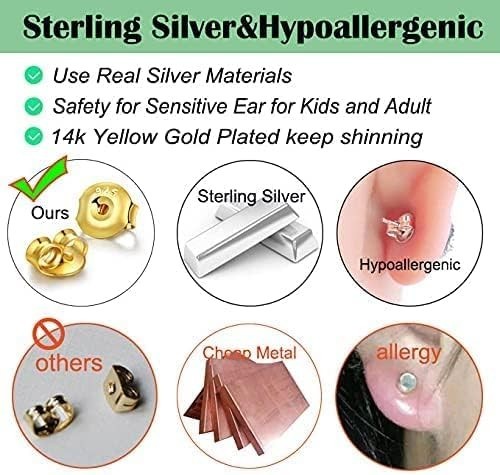 14k Gold Replacement 6 Pair Screw Back for Stud Earrings Top Quality Backs