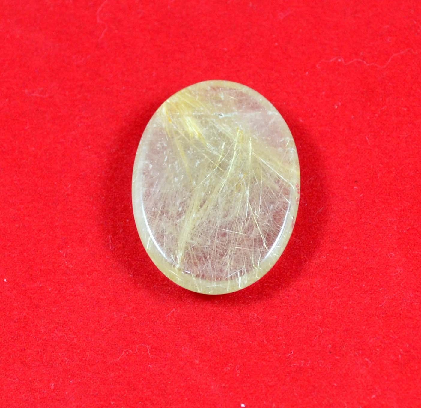 53 Cts. Natural Cabochon Gemstone Golden Needle Rutile Oval 34x25mm-A1712