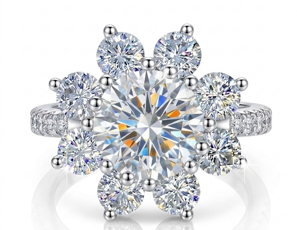 RARE 6.20 Ct Certified Round Cut White Natural Diamond Ring White Gold Finish