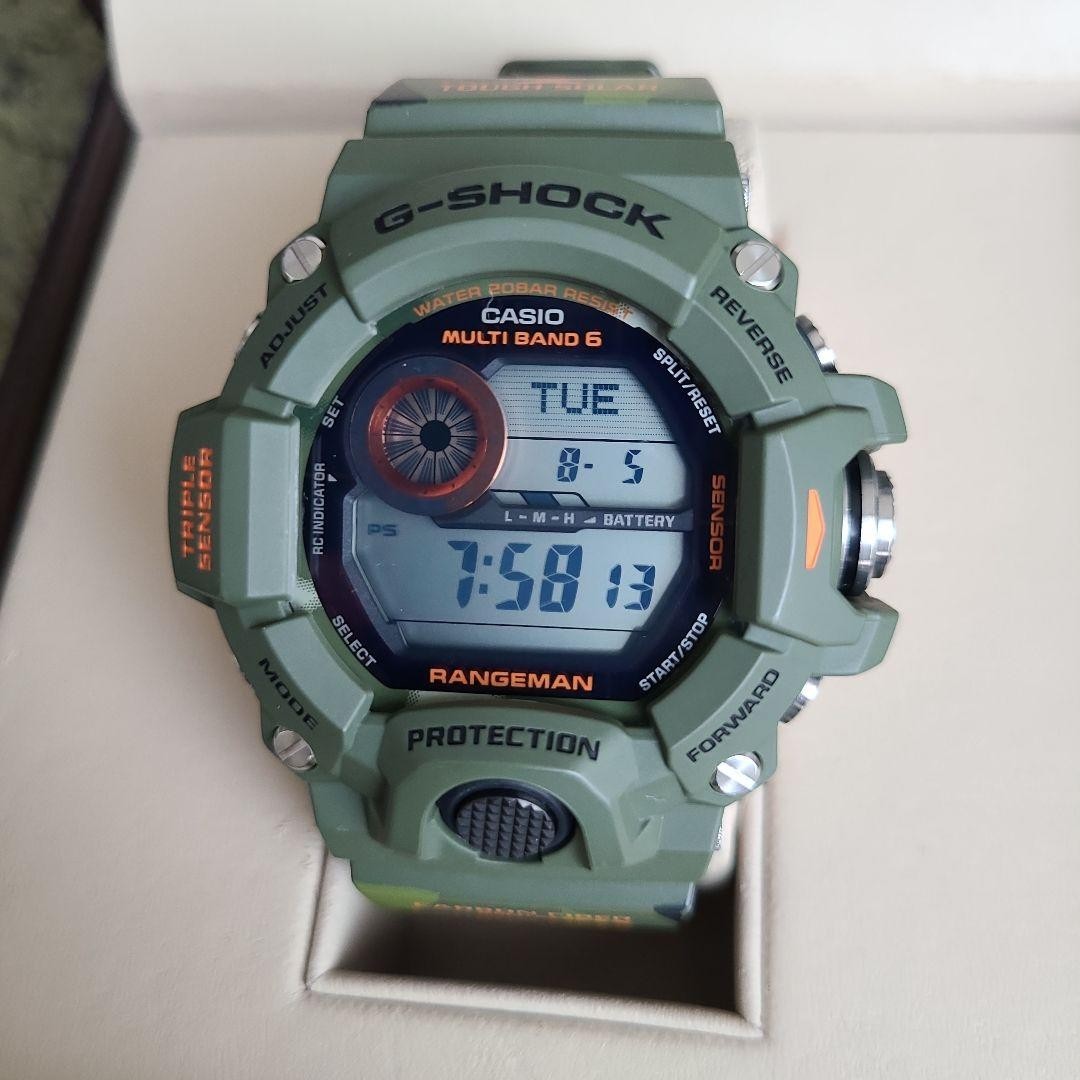 Casio G-Shock GW 9400CMJ 3JR Rangeman Green Camo Solar Radio Watch Used