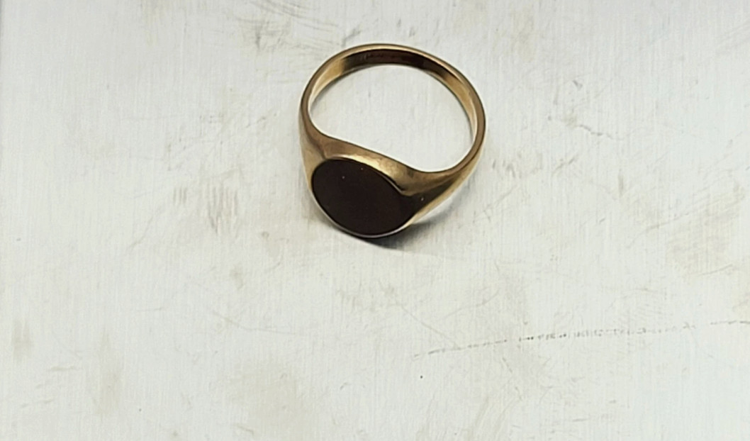 Antique 10K Yellow Gold Blank Oval Signet Initial Pinky Ring Sz 3.25