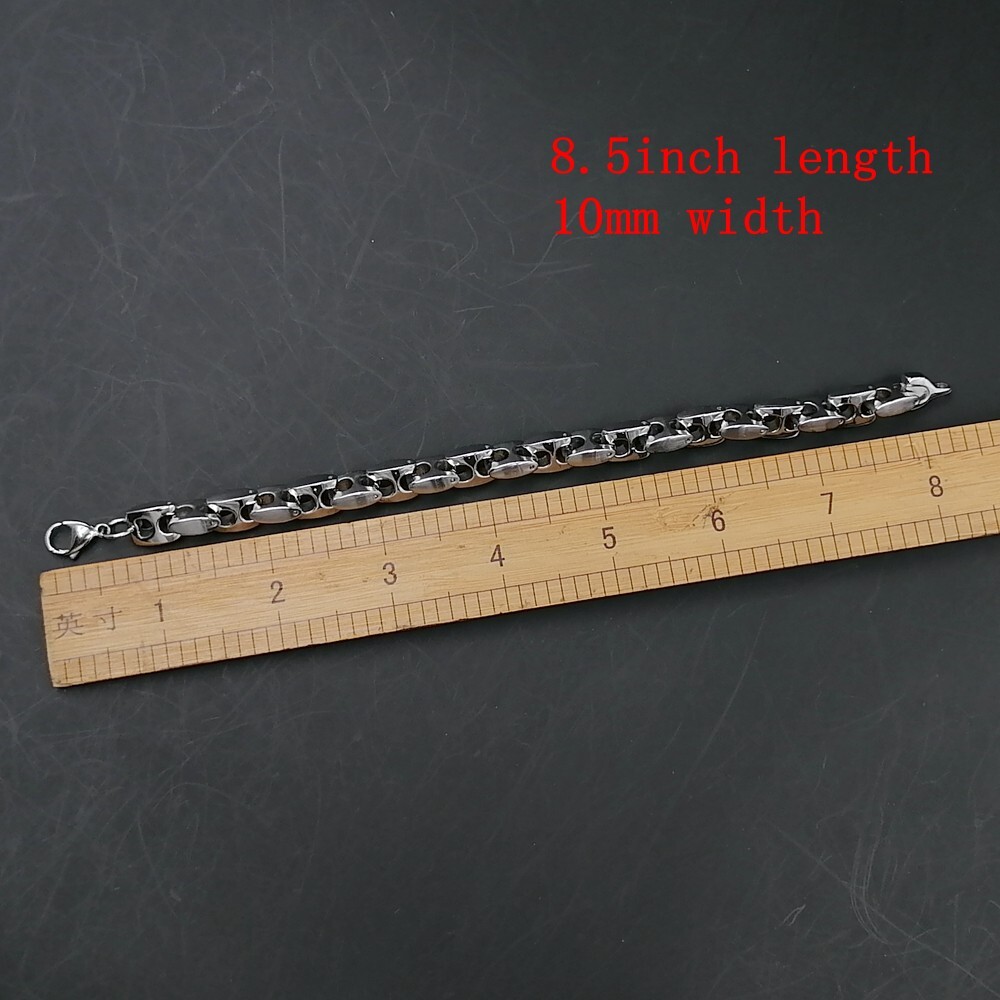10mm 8.5inch Stainless Steel Solid Link Chain Bracelet Bangle For Mens Cool Gift