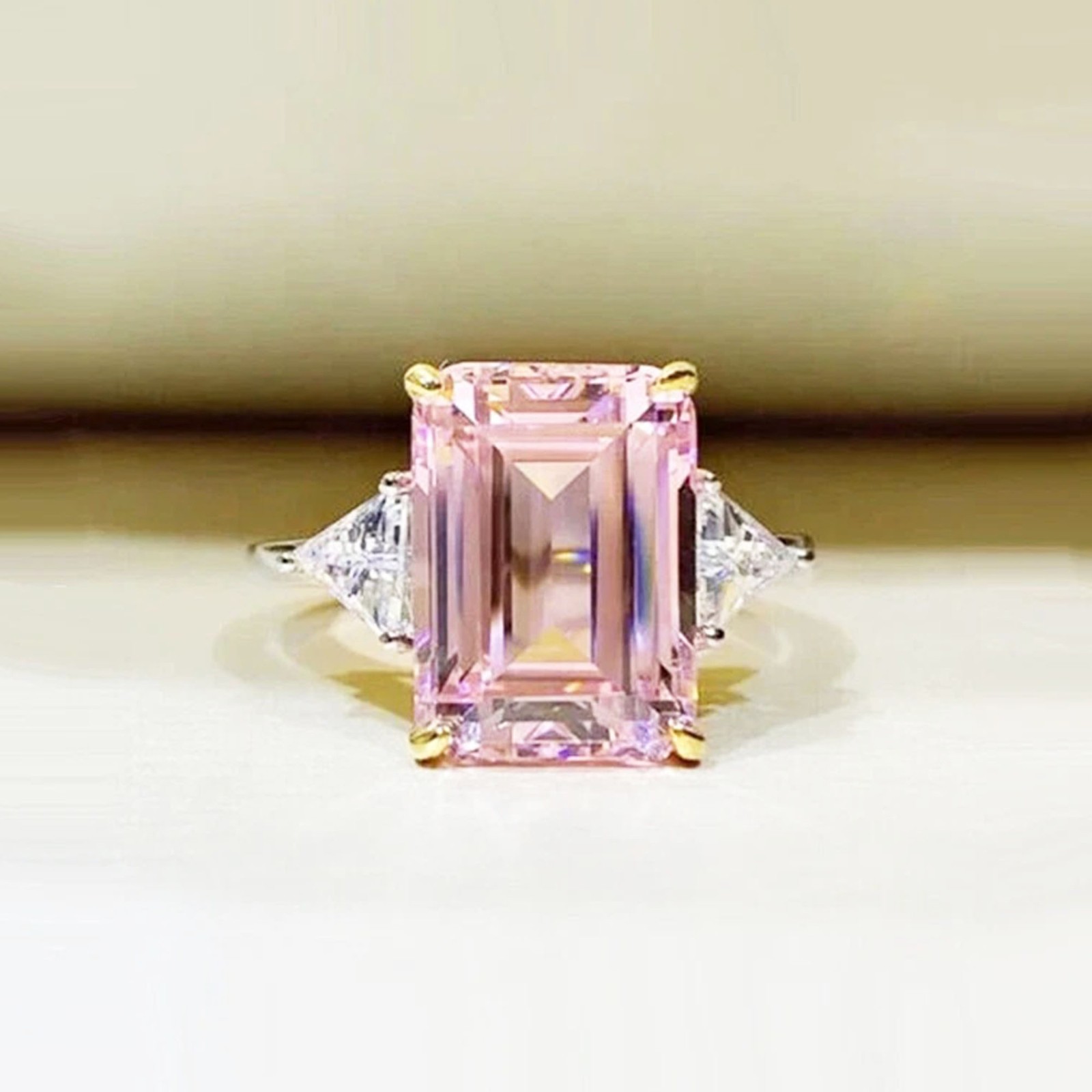 5.50 Ct Emerald Cut Lab-Created Diamond Engagement Ring 14K White Gold Over