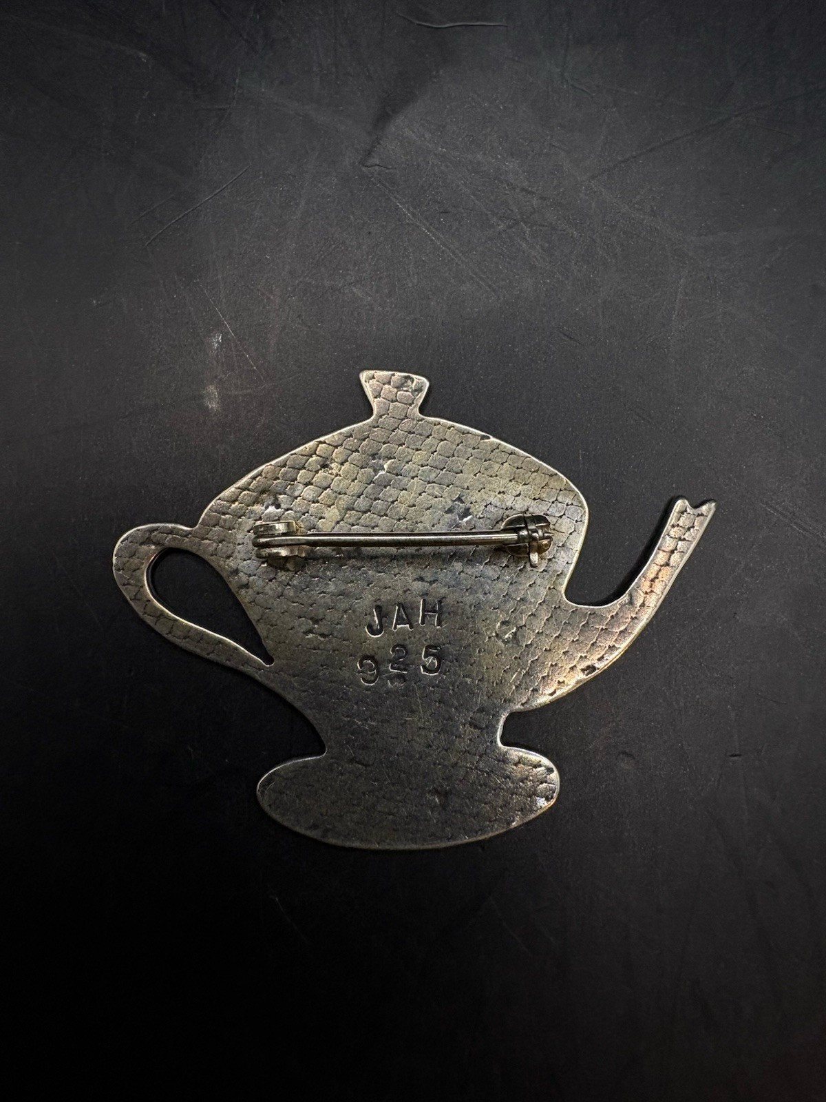 Vintage Artisan Studio Sterling Silver Teapot Brooch Pin Estate 925