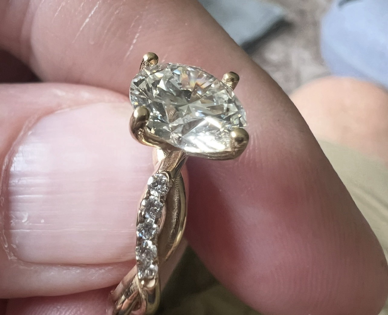 14k Diamond Engagement Ring 2.96 Ct Center VVS2 Ideal Cut 3.71 Cttw New